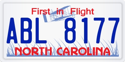 NC license plate ABL8177