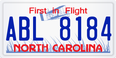 NC license plate ABL8184