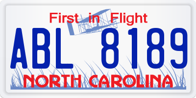 NC license plate ABL8189