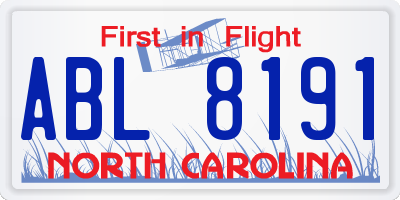 NC license plate ABL8191
