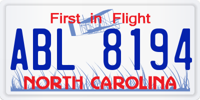 NC license plate ABL8194