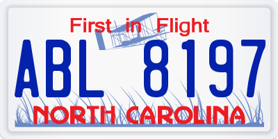 NC license plate ABL8197