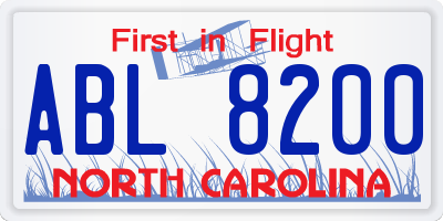 NC license plate ABL8200