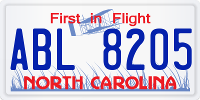 NC license plate ABL8205