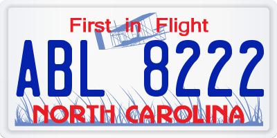 NC license plate ABL8222