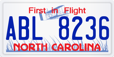 NC license plate ABL8236