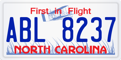 NC license plate ABL8237