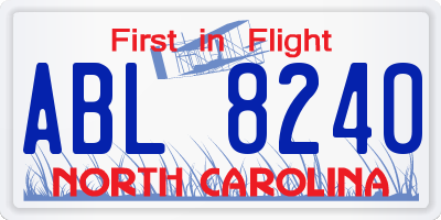 NC license plate ABL8240