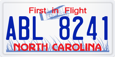 NC license plate ABL8241
