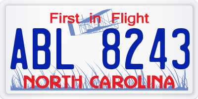NC license plate ABL8243