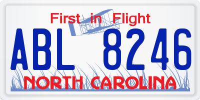 NC license plate ABL8246