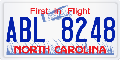 NC license plate ABL8248
