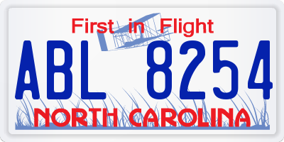NC license plate ABL8254