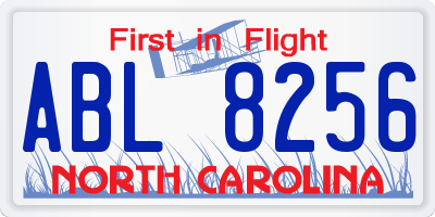 NC license plate ABL8256