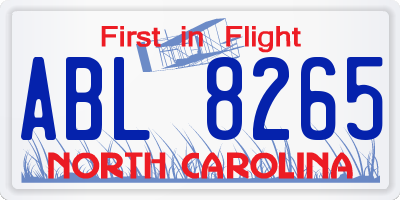 NC license plate ABL8265