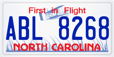 NC license plate ABL8268