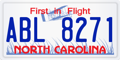 NC license plate ABL8271