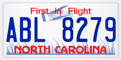 NC license plate ABL8279