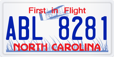 NC license plate ABL8281