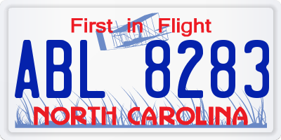 NC license plate ABL8283