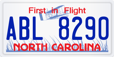NC license plate ABL8290