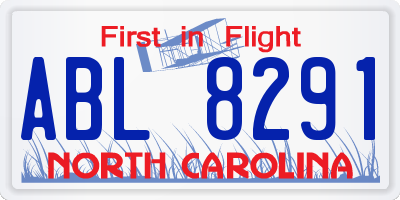 NC license plate ABL8291