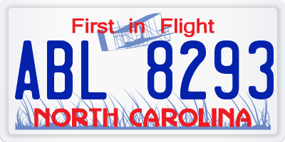 NC license plate ABL8293
