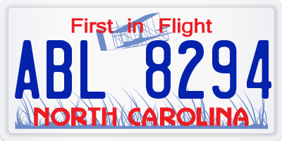 NC license plate ABL8294