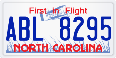 NC license plate ABL8295