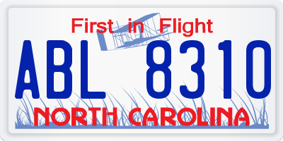 NC license plate ABL8310