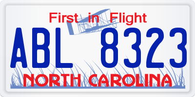 NC license plate ABL8323