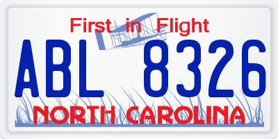NC license plate ABL8326