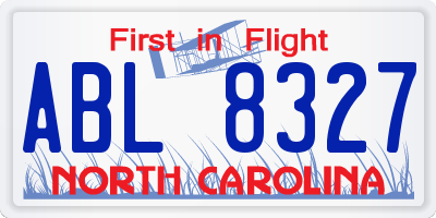 NC license plate ABL8327