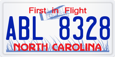 NC license plate ABL8328