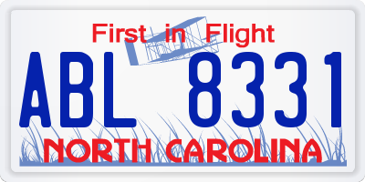 NC license plate ABL8331