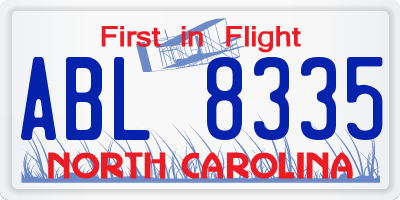 NC license plate ABL8335