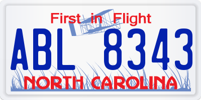 NC license plate ABL8343