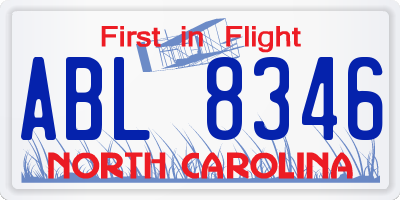 NC license plate ABL8346