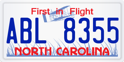 NC license plate ABL8355