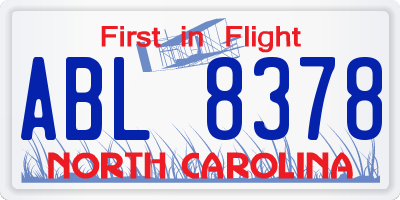 NC license plate ABL8378