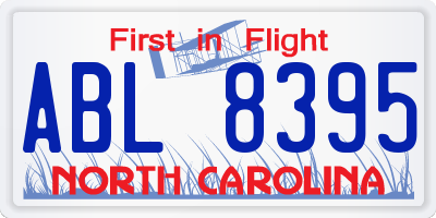 NC license plate ABL8395