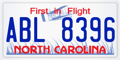 NC license plate ABL8396