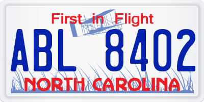 NC license plate ABL8402