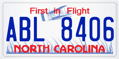 NC license plate ABL8406