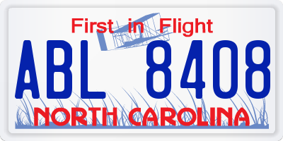 NC license plate ABL8408