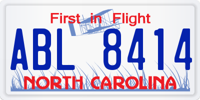 NC license plate ABL8414