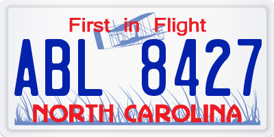 NC license plate ABL8427