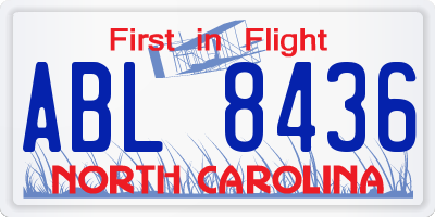 NC license plate ABL8436