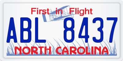 NC license plate ABL8437