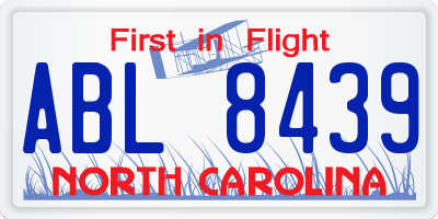 NC license plate ABL8439